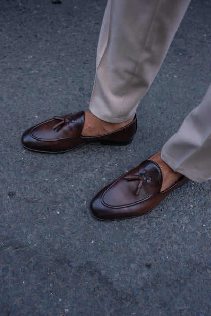 Brabion Bravo Brown Tassel Loafers - Elegant Leather Footwear - BRABION