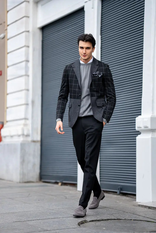 Brabion Black-Gray Checked Men's Jacket - BRABION