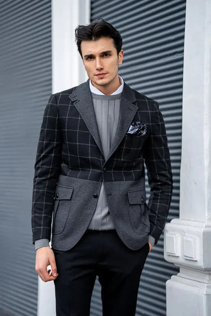 Brabion Black-Gray Checked Men's Jacket - BRABION