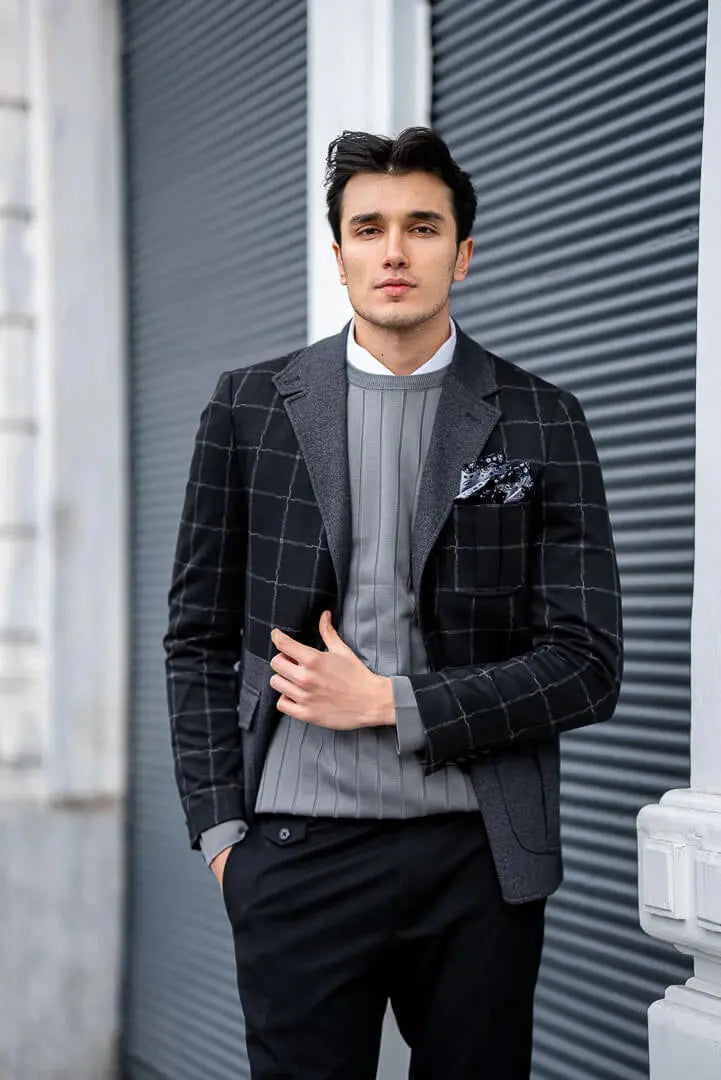 Brabion Black-Gray Checked Men's Jacket - BRABION