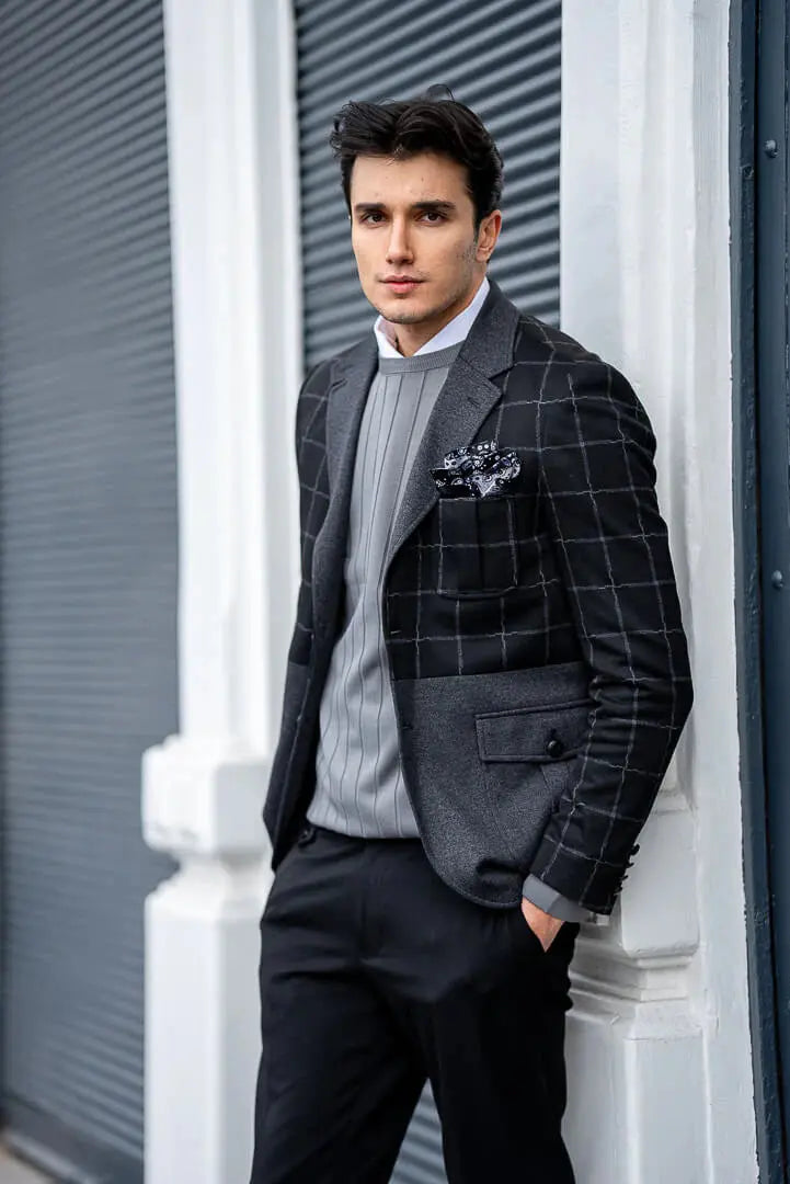 Brabion Black-Gray Checked Men's Jacket - BRABION