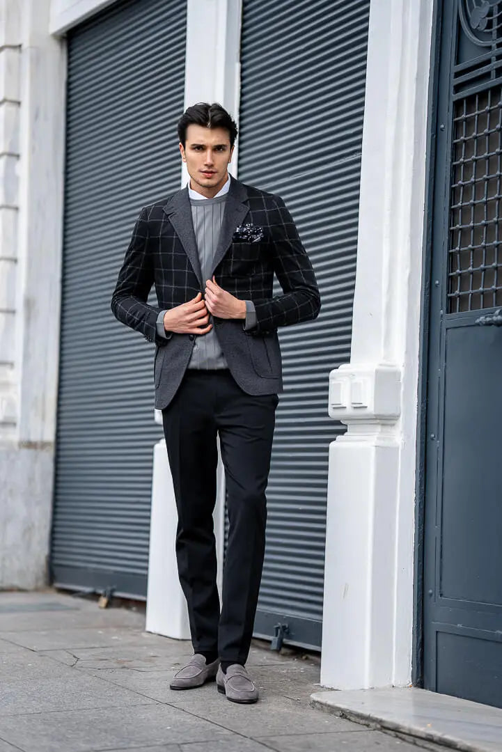 Brabion Black-Gray Checked Men's Jacket - BRABION