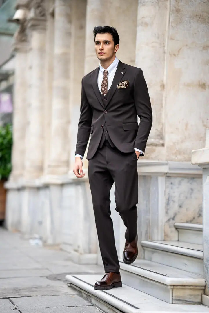 Brabion Brown Slim Fit Men's Suit brabion