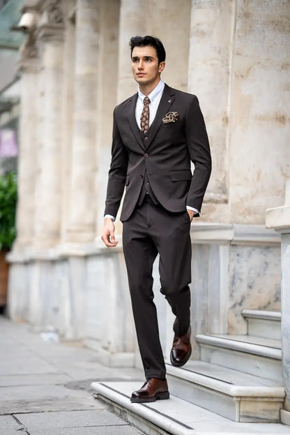 Brabion Brown Slim Fit Men's Suit brabion