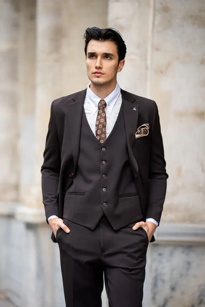Brabion Brown Slim Fit Men's Suit brabion