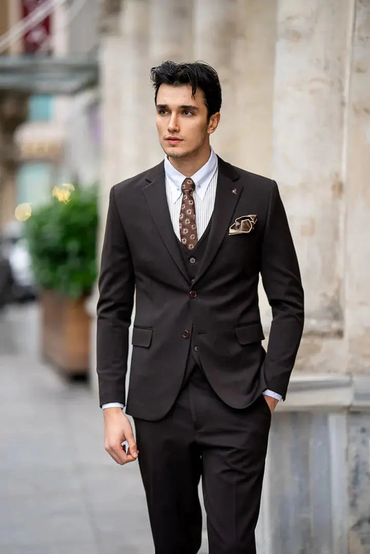 Brabion Brown Slim Fit Men's Suit brabion