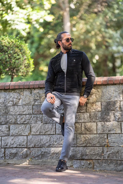 Brabion Black Slim Fit Zipper Coat – Ultimate Versatile Elegance - BRABION