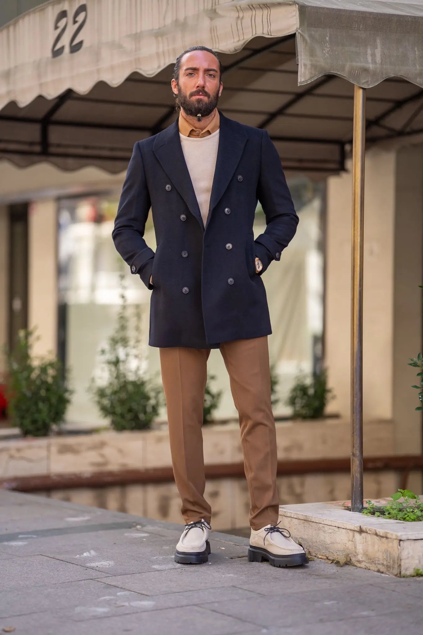 Brabion Black Slim Fit Long Coat: Elegant Versatility for Every Occasion - BRABION