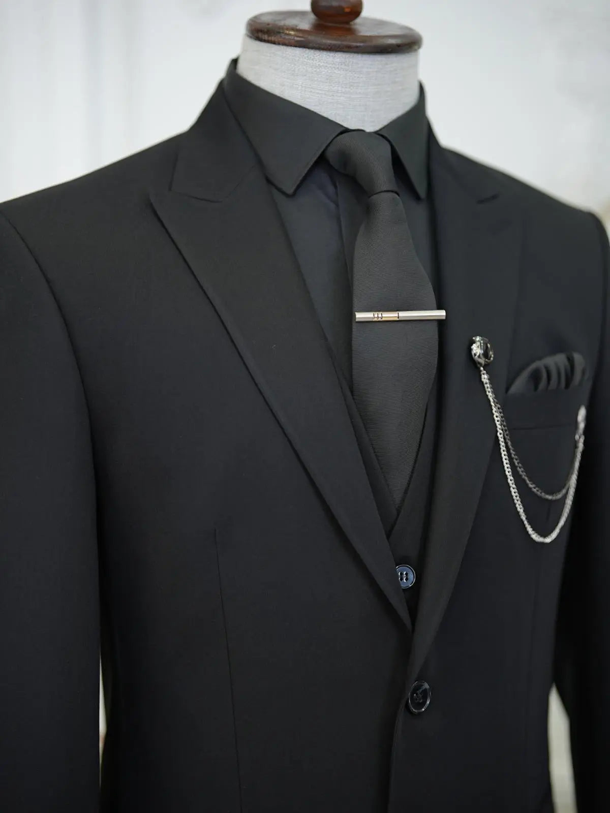 Brabion Aston Black Slim Fit 3 Piece Suit brabion