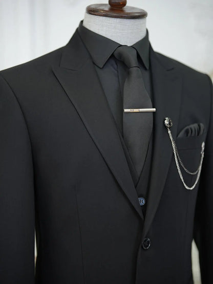 Brabion Aston Black Slim Fit 3 Piece Suit brabion