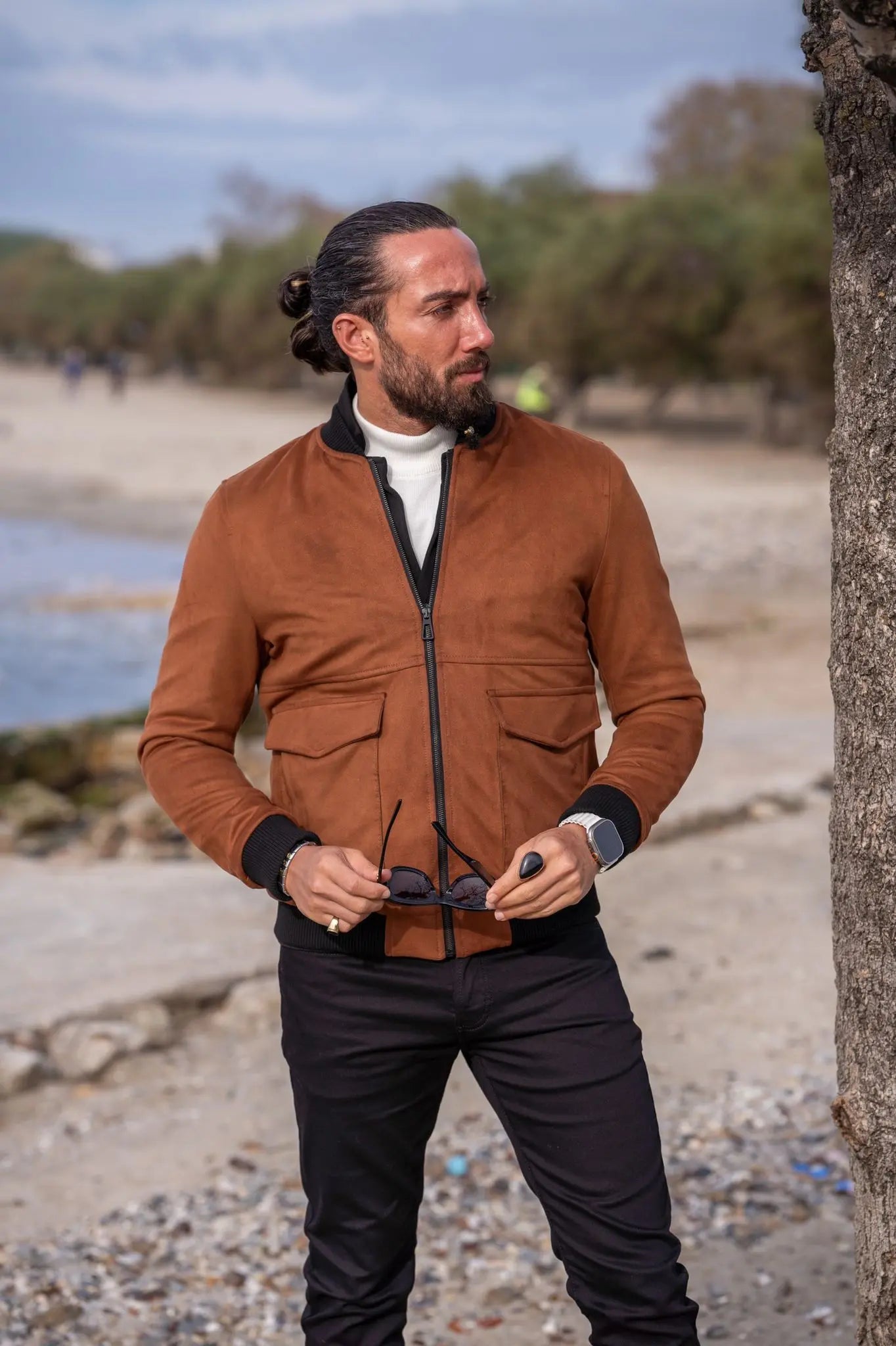 Brabion Brown Slim Fit Double Pocket Nebbuk Coat - BRABION