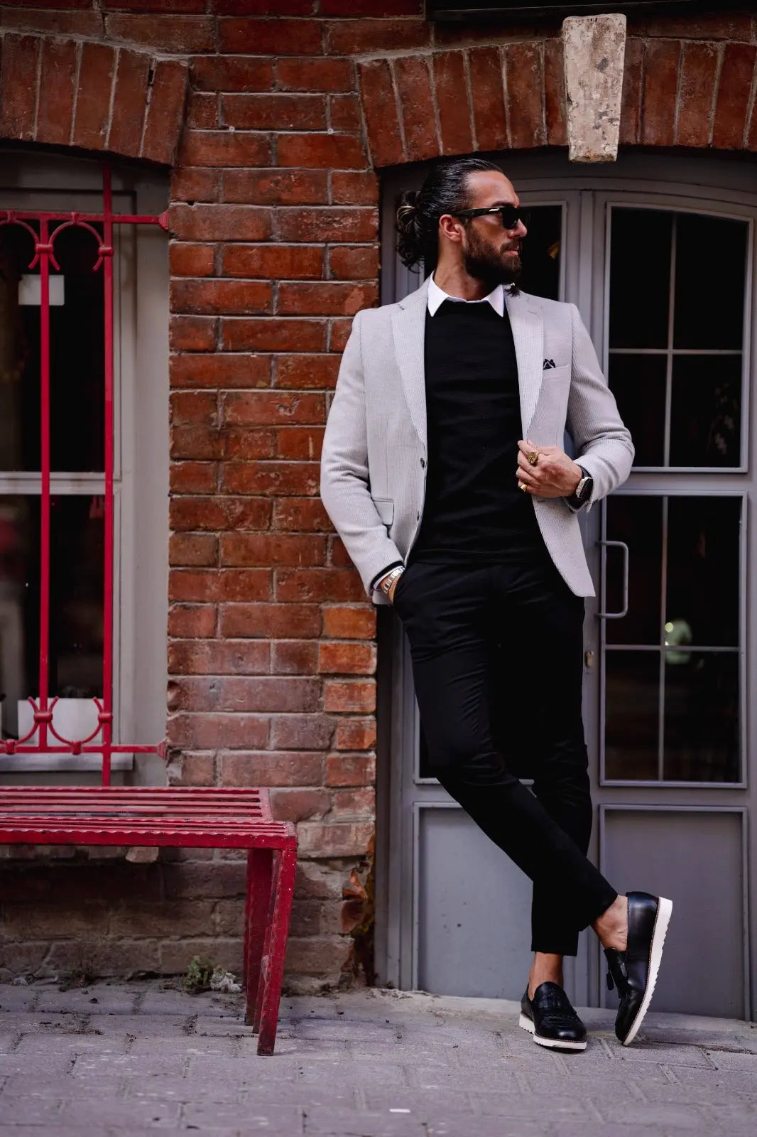 Paris Gray Slim Fit Striped Linen Blazer: The Perfect Blend of Style and Comfort - BRABION