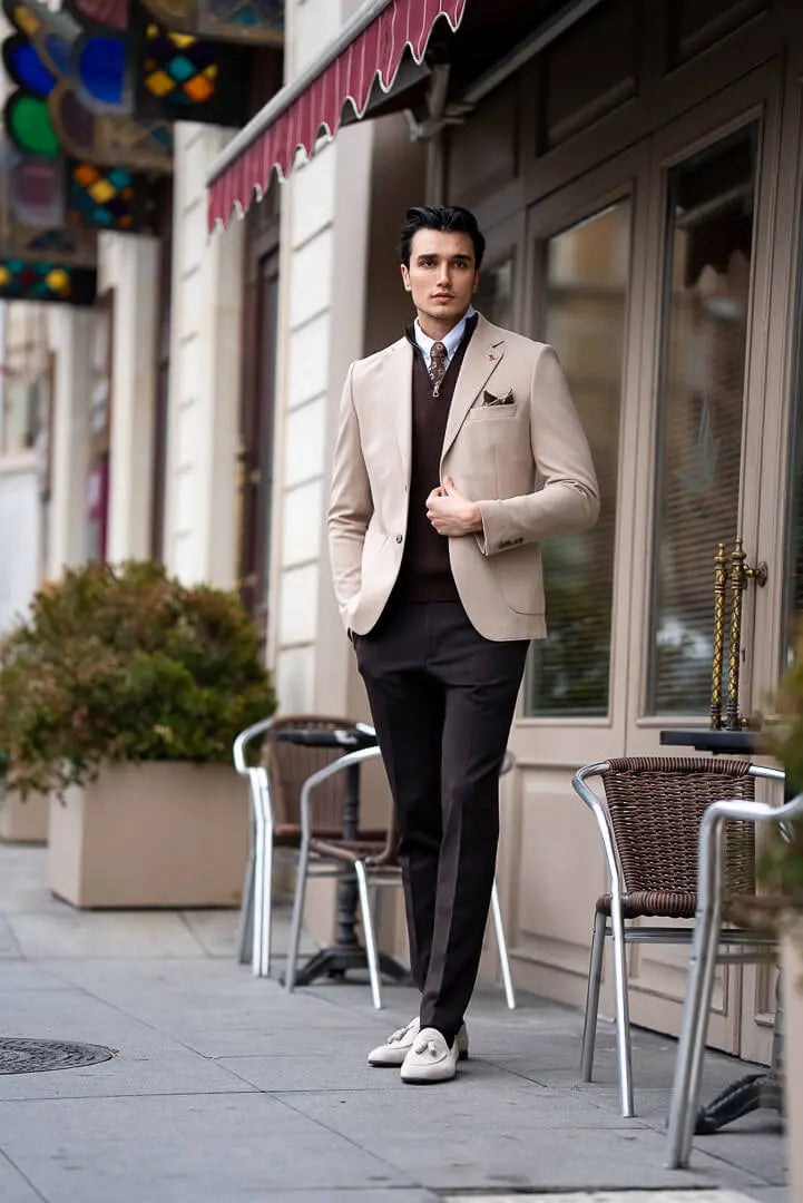 Brabion Classic Men's Beige Blazer - BRABION