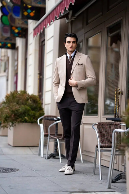 Brabion Classic Men's Beige Blazer - BRABION