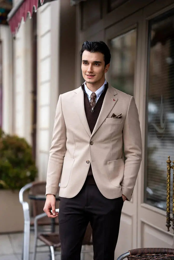 Brabion Classic Men's Beige Blazer - BRABION