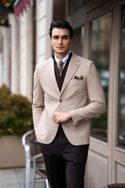 Brabion Classic Men's Beige Blazer - BRABION
