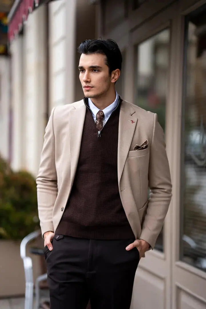 Brabion Classic Men's Beige Blazer - BRABION