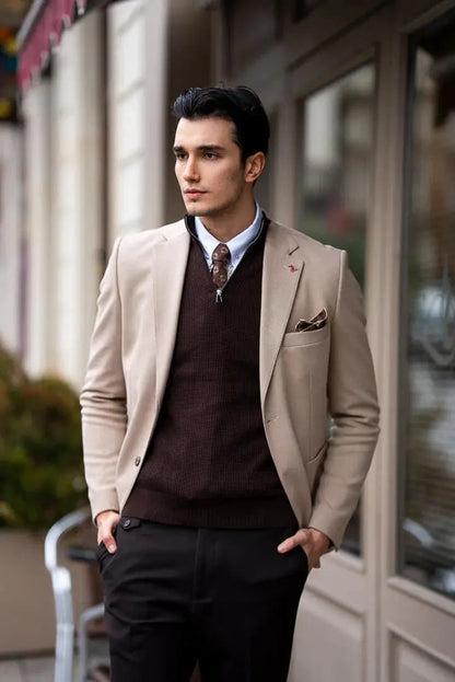 Brabion Classic Men's Beige Blazer - BRABION