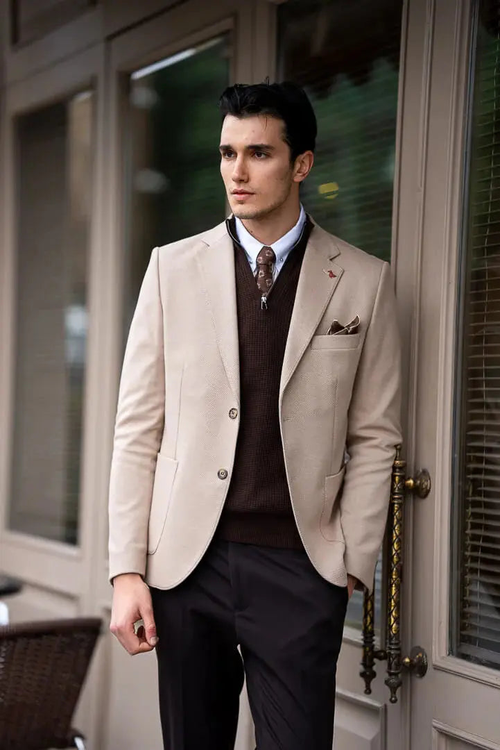 Brabion Classic Men's Beige Blazer - BRABION
