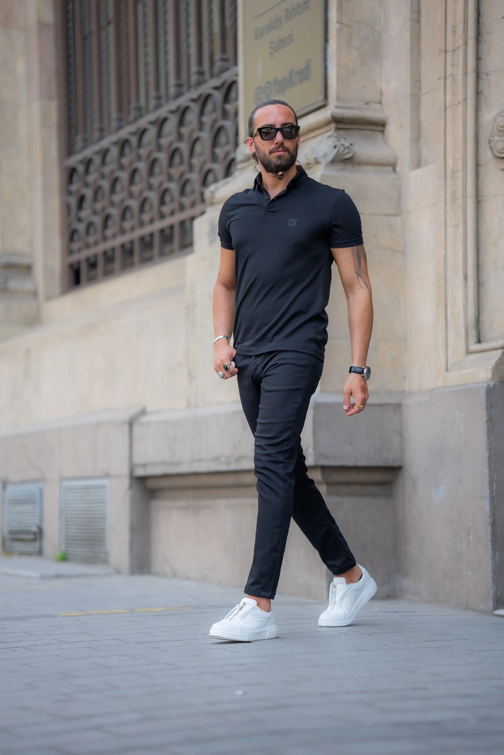 Brabion Alonso Black Slim Fit Polo T-Shirt - BRABION
