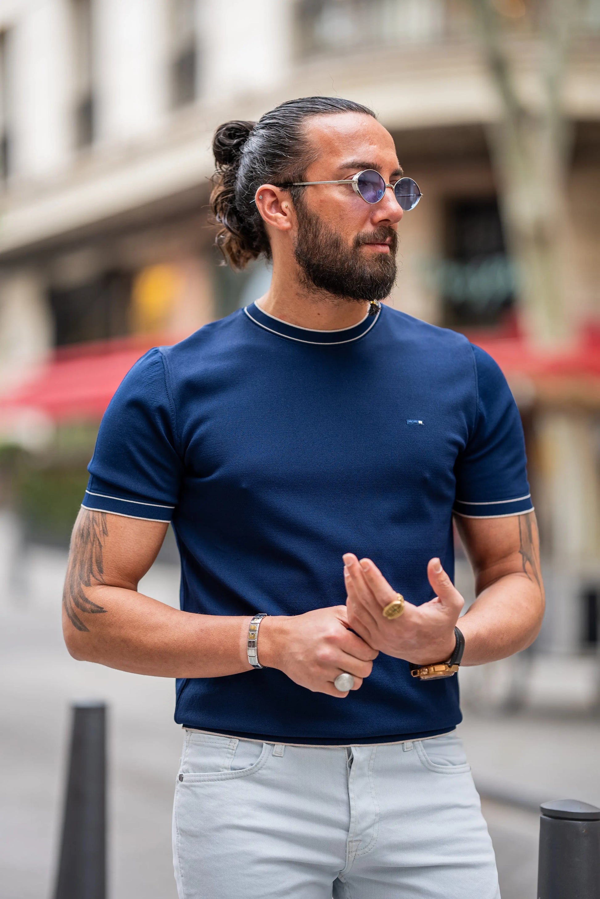 Brabion Crete Navy Blue Slim Fit T-Shirt - BRABION