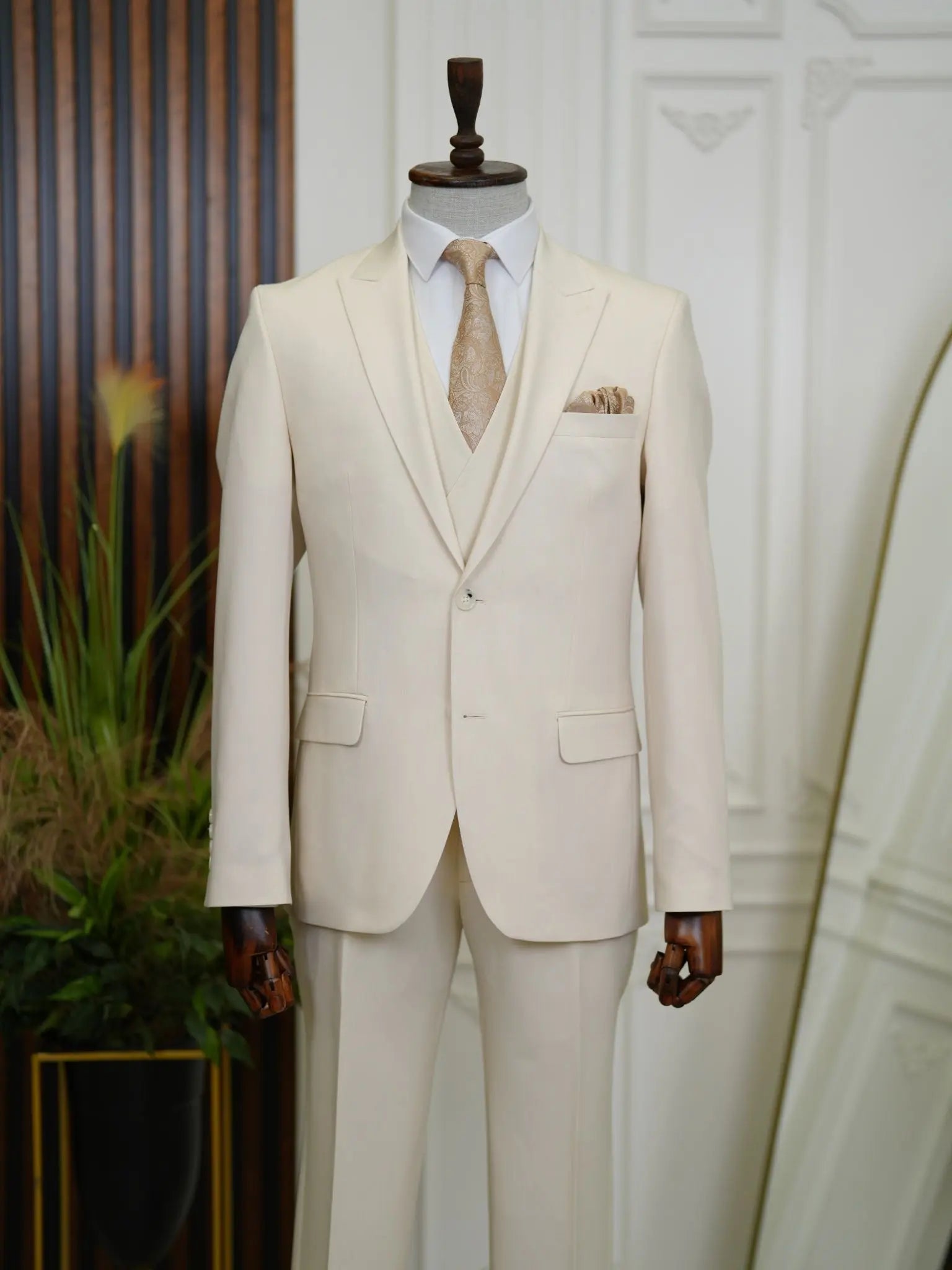 Brabion Aston Beige Slim Fit 3 Piece Suit - Elegance for Every Occasion - BRABION