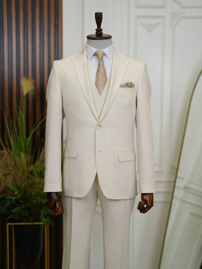 Brabion Aston Beige Slim Fit 3 Piece Suit - Elegance for Every Occasion - BRABION