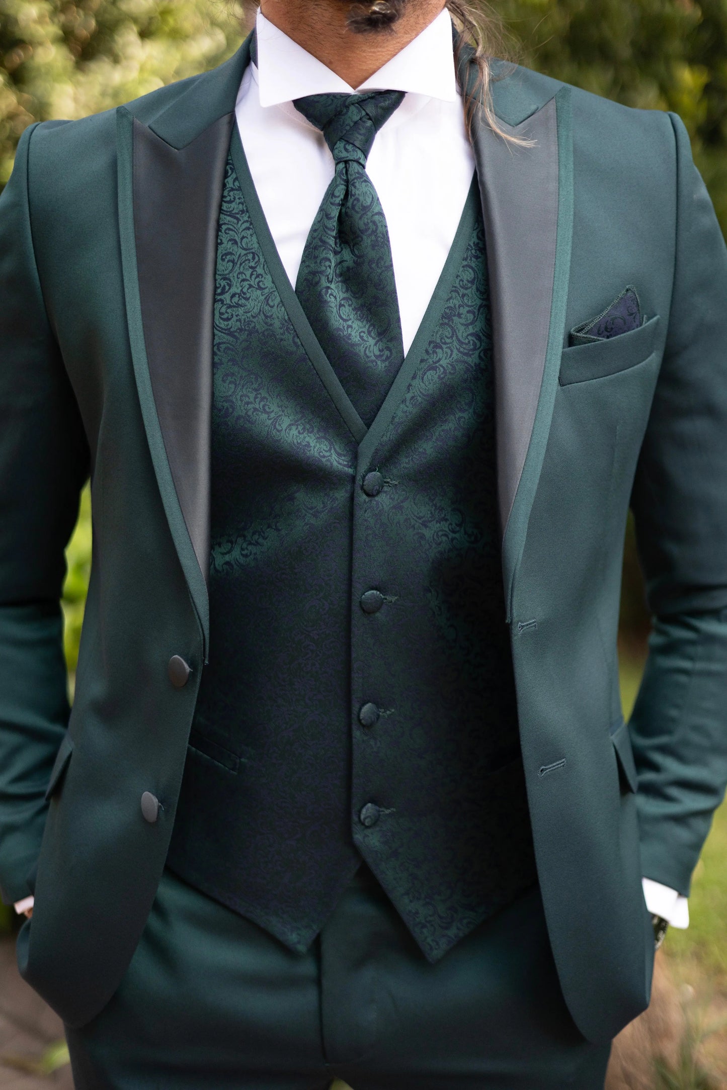Brabion Amadeo Green Slim Fit Peak Lapel Groom Tuxedo - BRABION