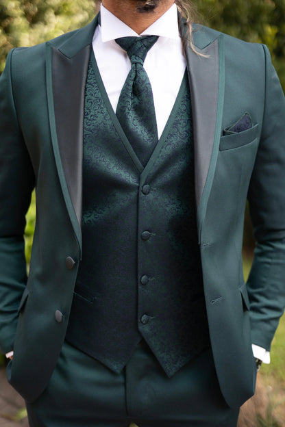 Brabion Amadeo Green Slim Fit Peak Lapel Groom Tuxedo - BRABION
