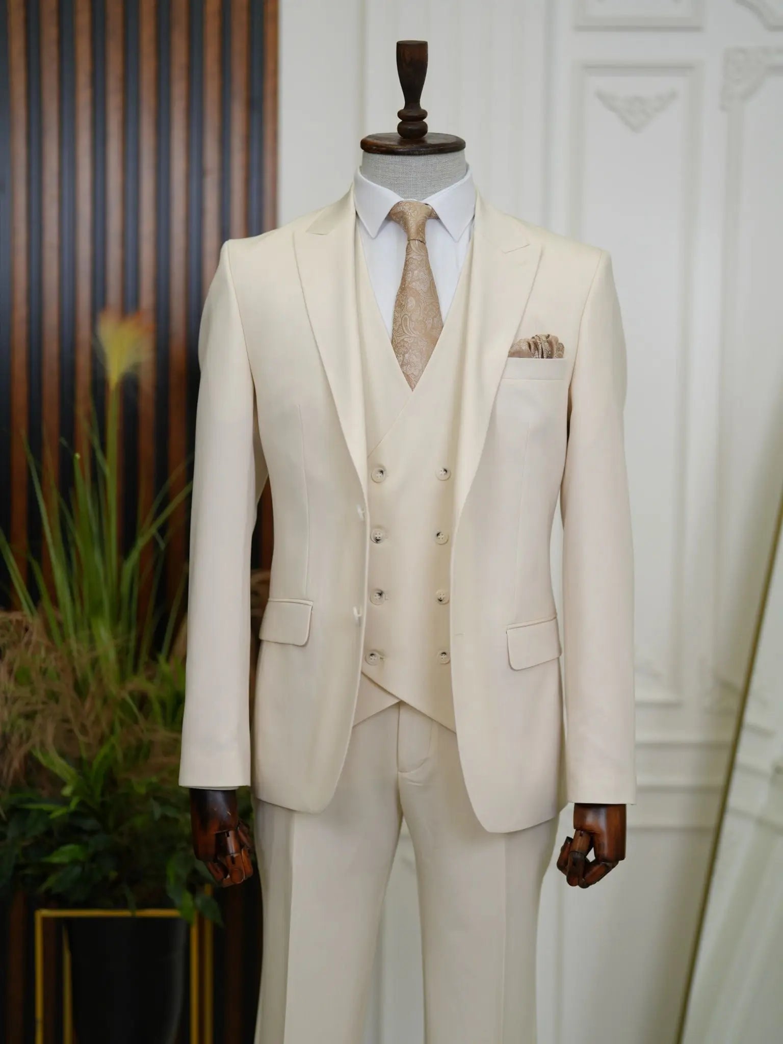 Brabion Aston Beige Slim Fit 3 Piece Suit - Elegance for Every Occasion - BRABION