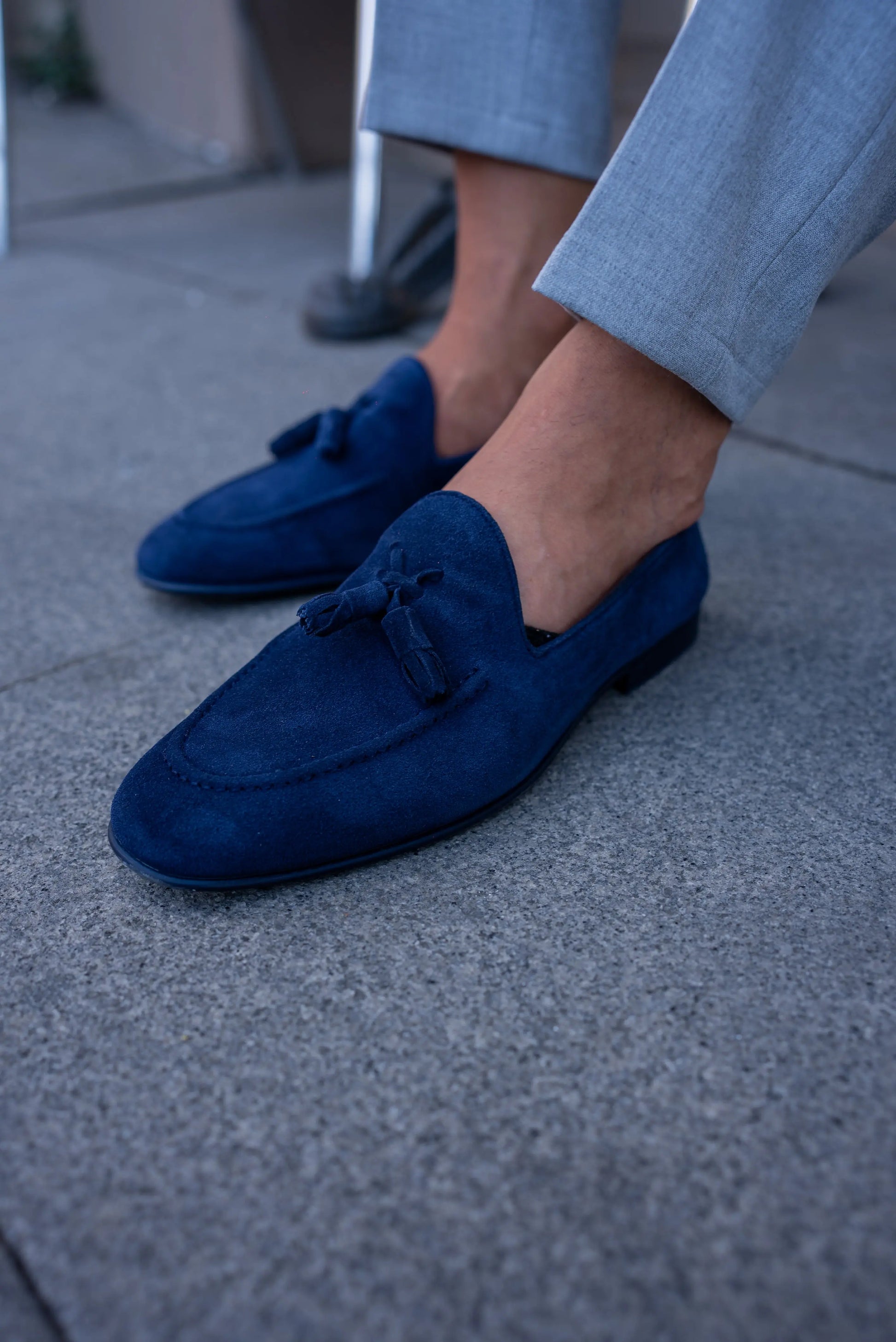 Brabion Bravo Navy Blue Suede Loafers - Elegant Comfort for Every Occasion - BRABION