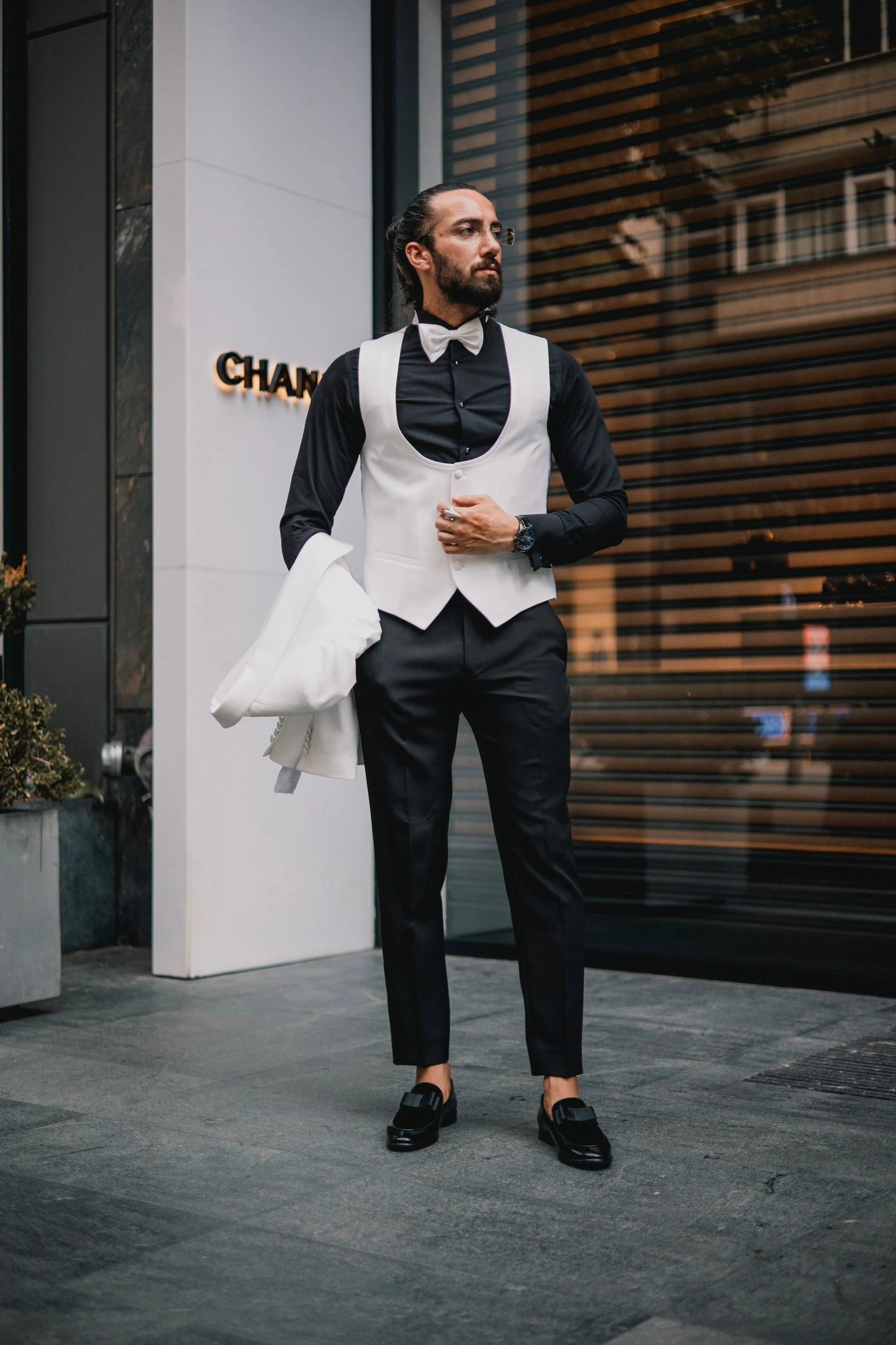 Brabion Amadeo White Slim Fit Shawl Lapel Tuxedo - BRABION