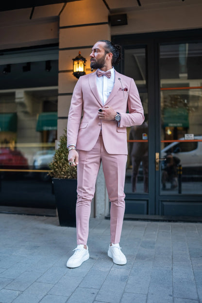 Brabion Massimo Pink Slim Fit Peak Lapel Tuxedo - BRABION
