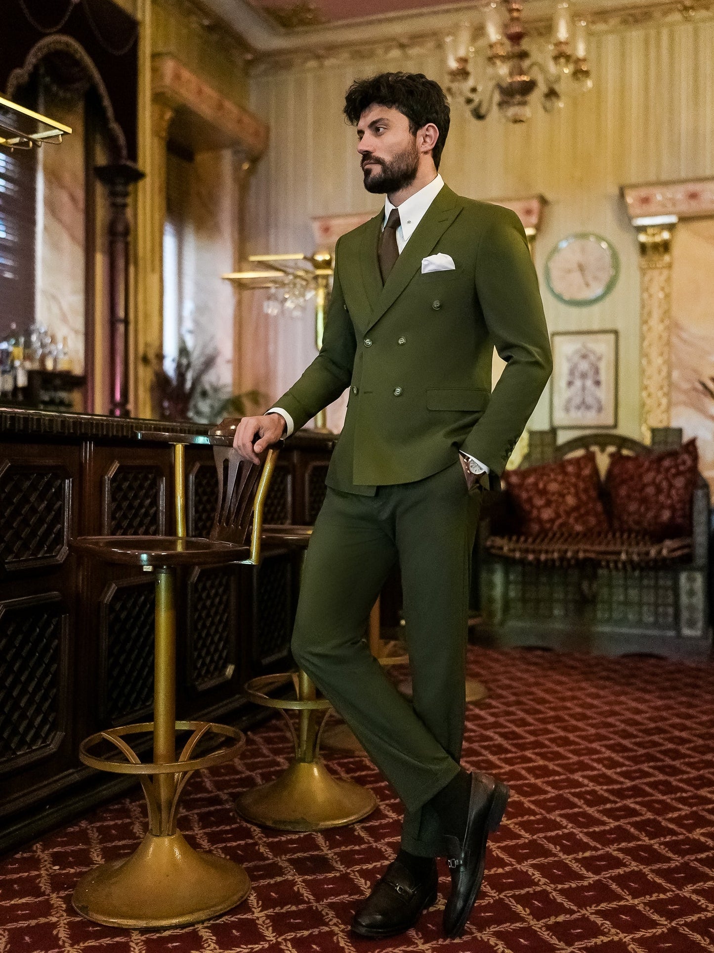 Khaki Double Breasted Suit 2-Piece VIOSSI