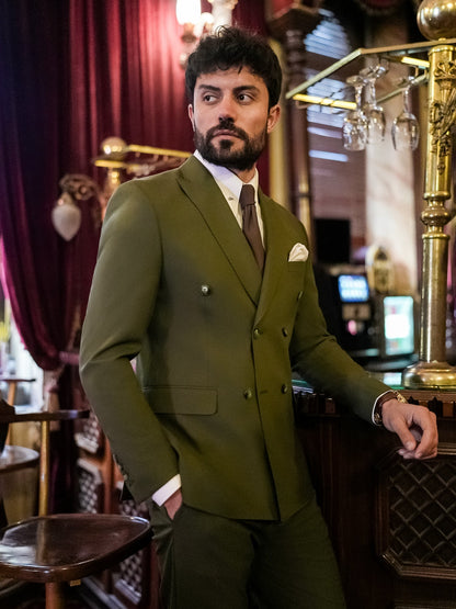 Khaki Double Breasted Suit 2-Piece VIOSSI