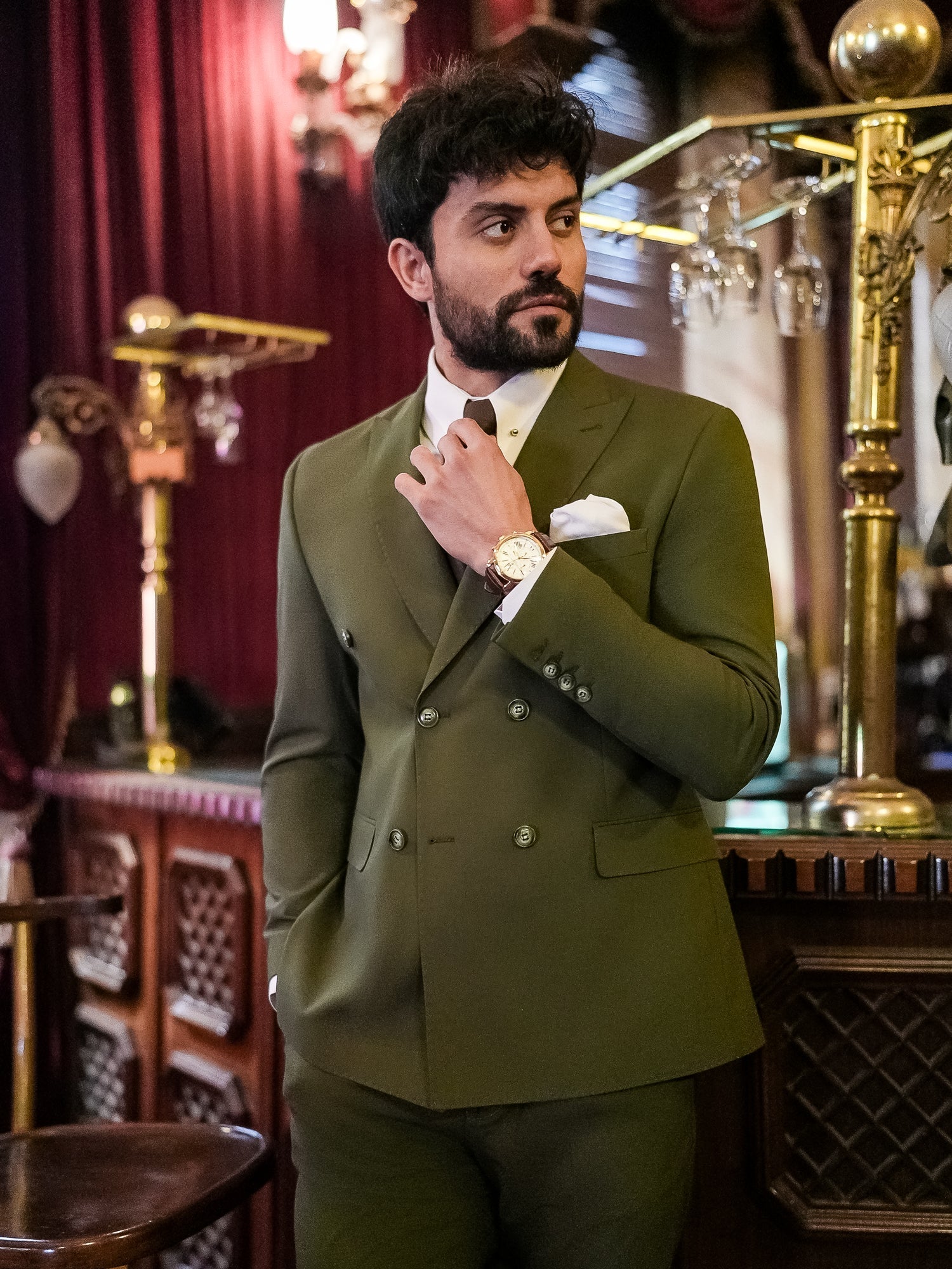 Khaki Double Breasted Suit 2-Piece VIOSSI