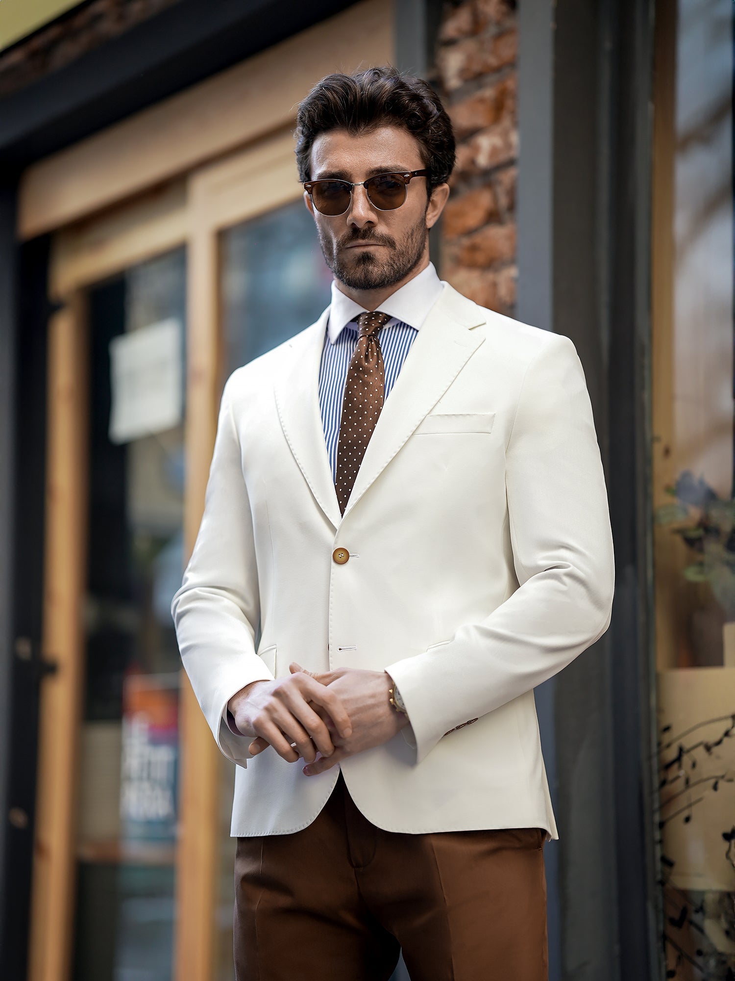 White Single Breasted Blazer - BRABION