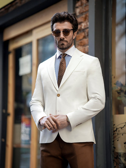 White Single Breasted Blazer - BRABION