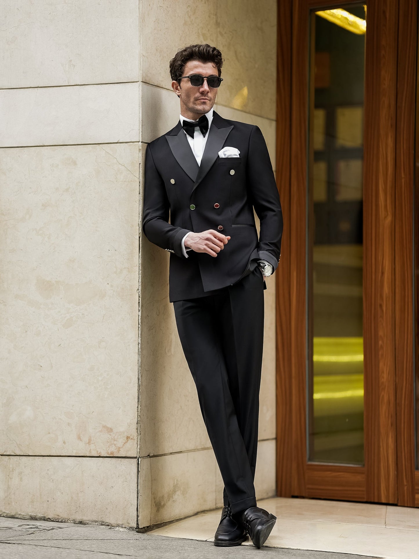 Black Double Breasted Tuxedo 2-Piece - BRABION