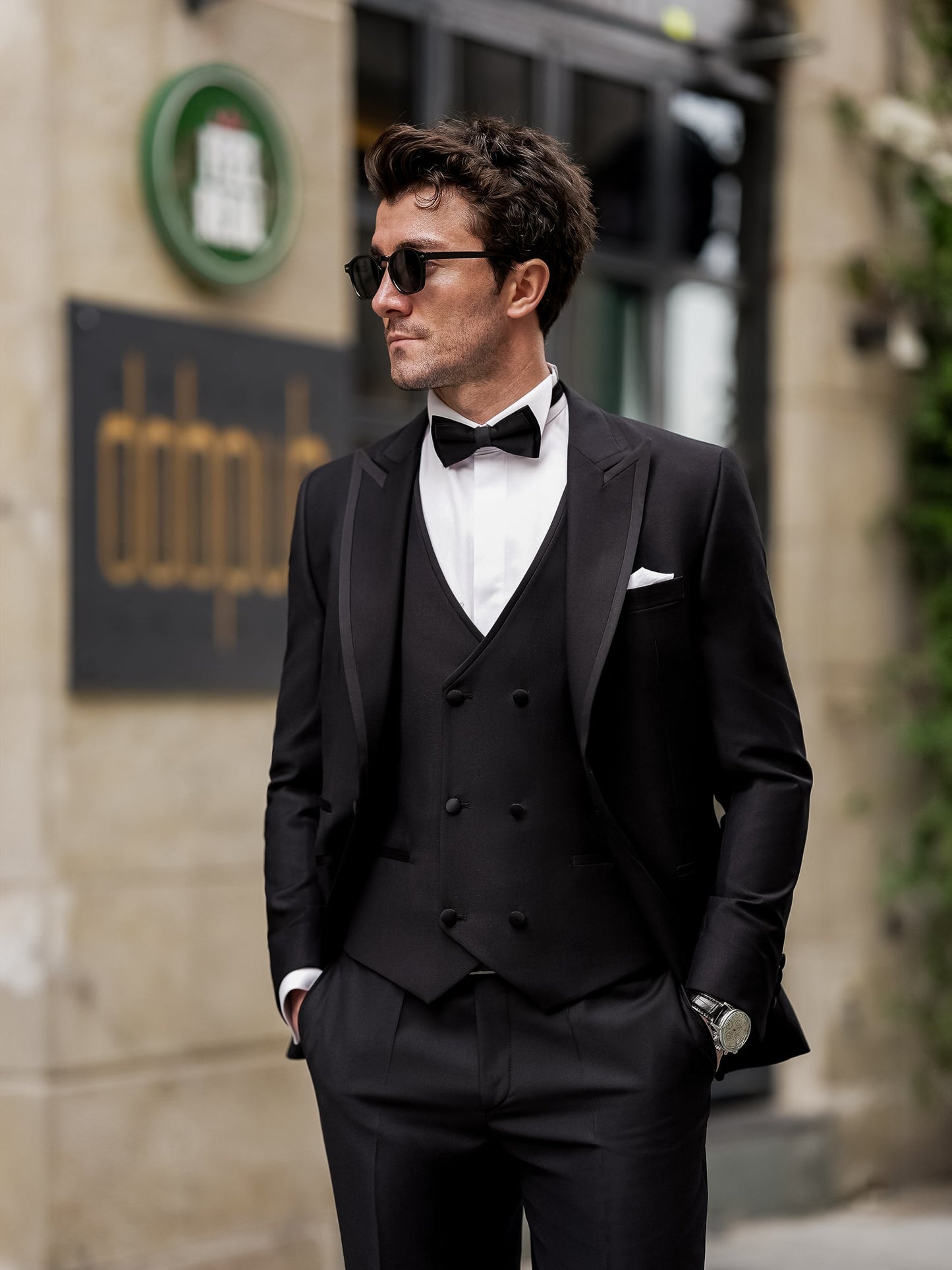 Black Slim-Fit Tuxedo 3-Piece - BRABION