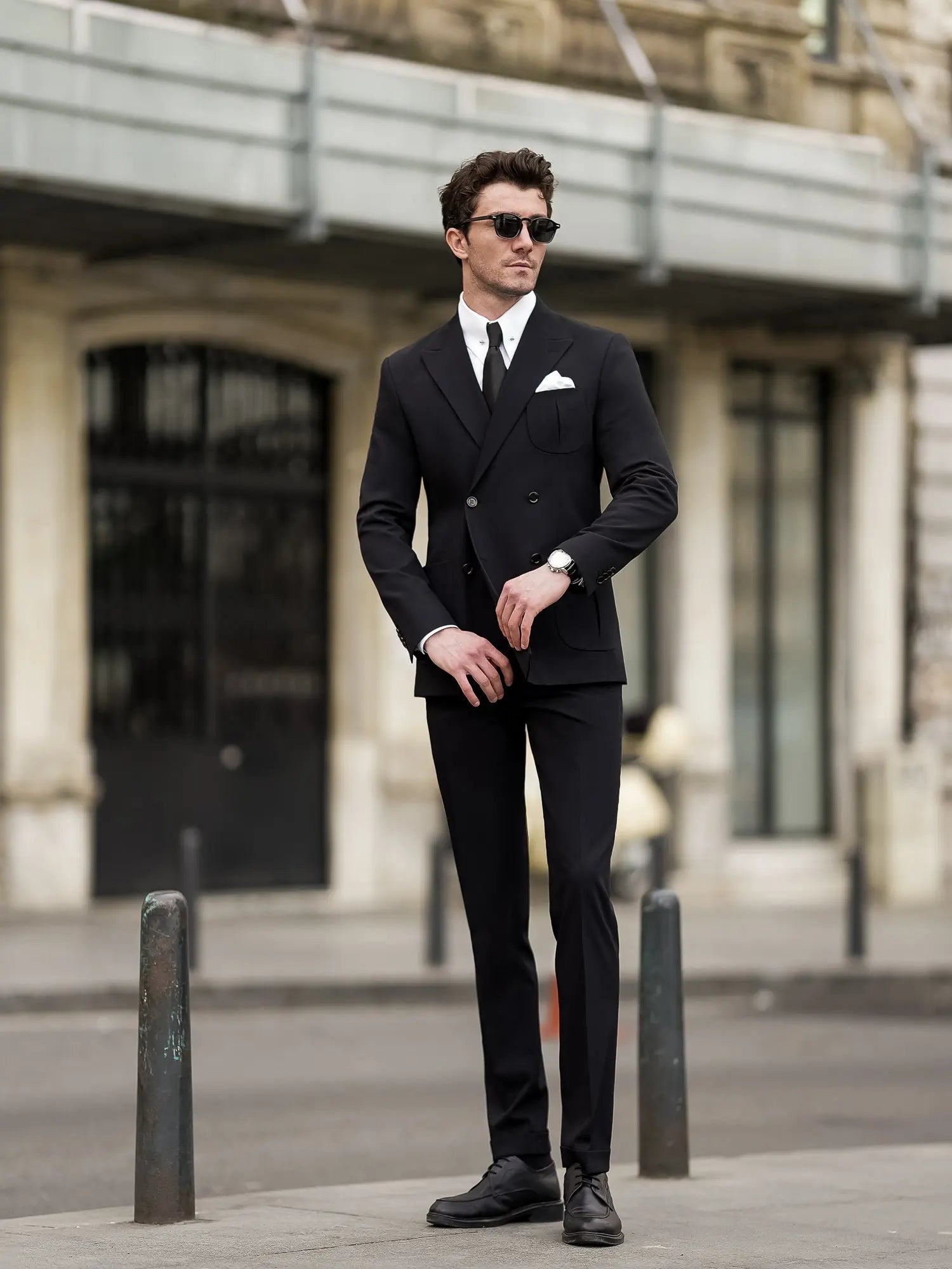 Black Double Breasted Suit 2-Piece - BRABION
