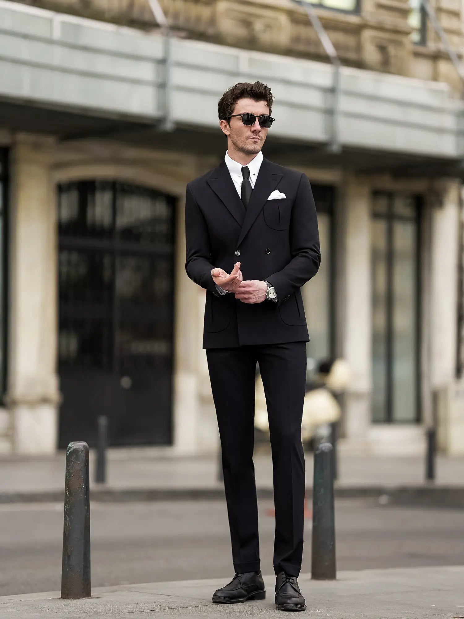 Black Double Breasted Suit 2-Piece - BRABION