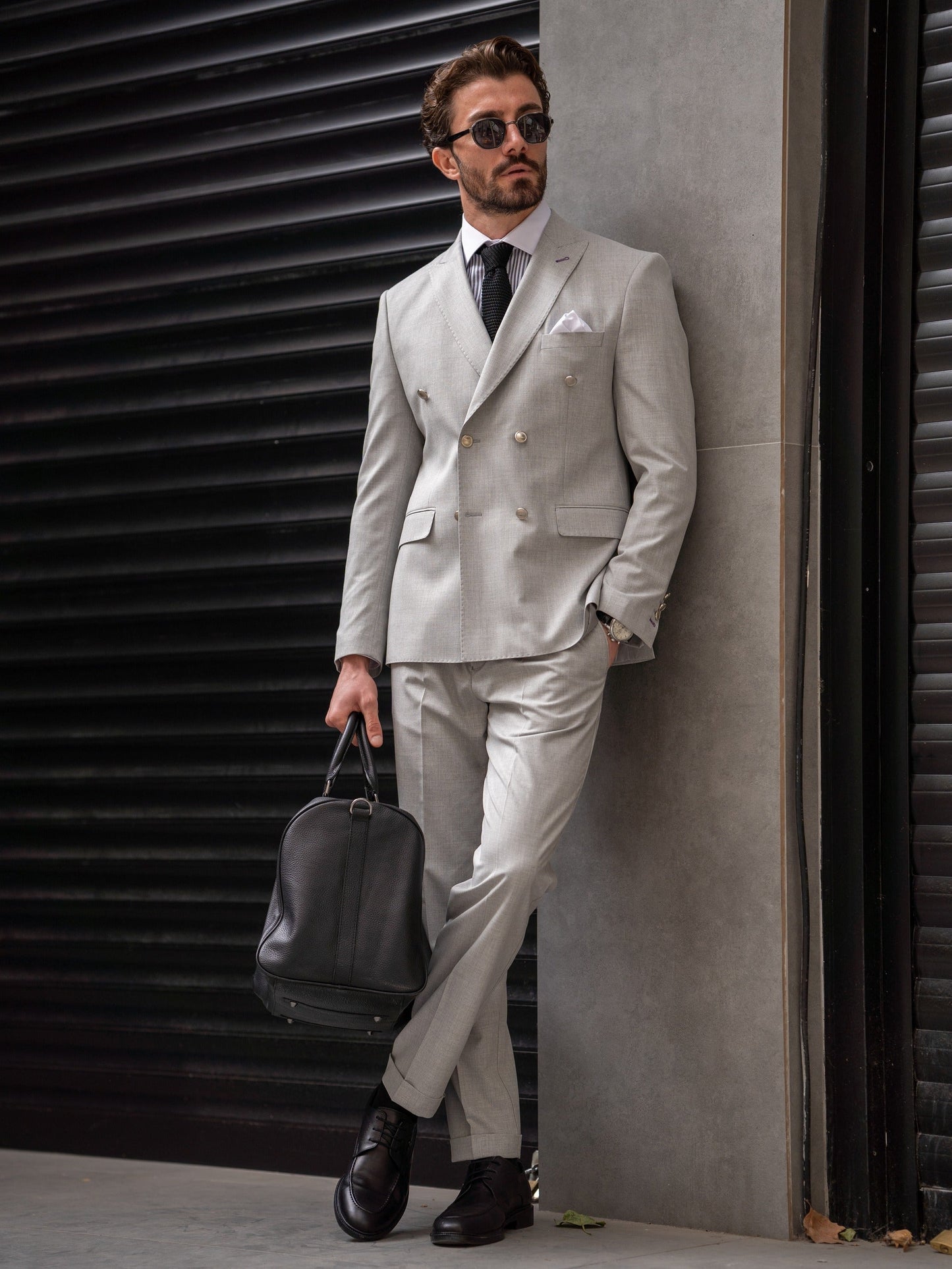 Grey Double Breasted Suit 2-Piece VIOSSI