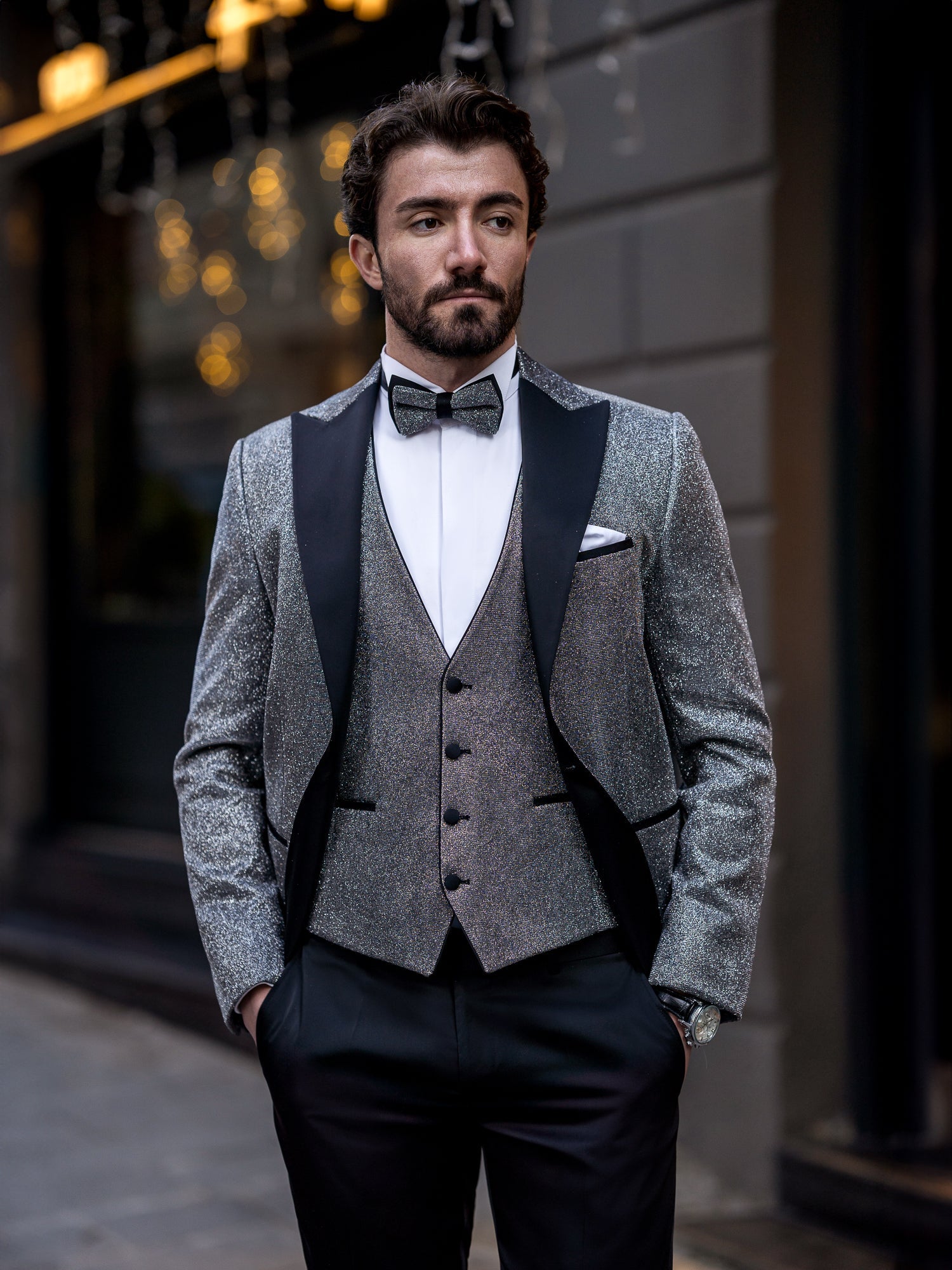 Grey Slim-Fit Tuxedo 3-Piece - BRABION