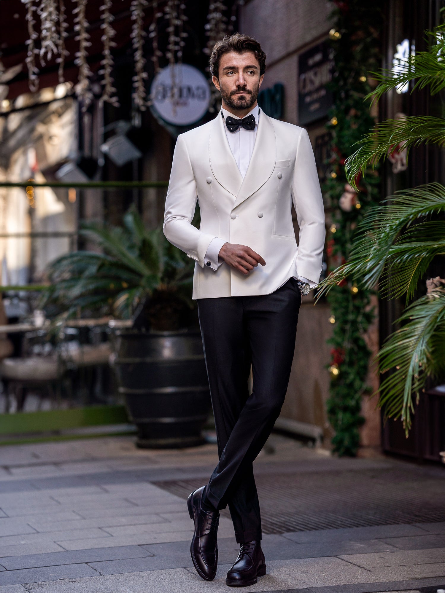 White Double Breasted Tuxedo 2-Piece - BRABION