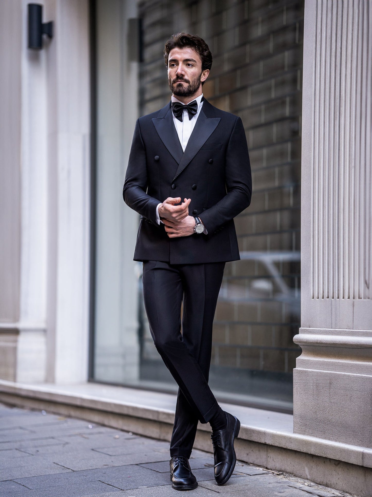 Black Double Breasted Tuxedo 2-Piece - BRABION