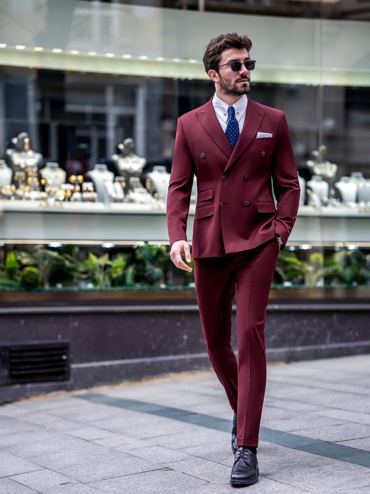 Bordeaux Double Breasted Suit 2-Piece VIOSSI