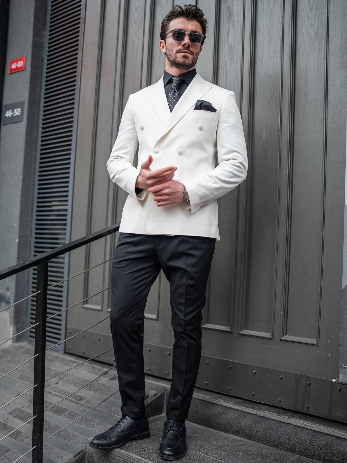 White Double Breasted Blazer - BRABION