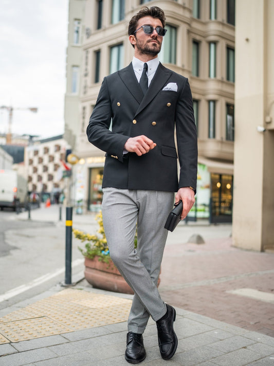 Black Double Breasted Blazer - BRABION