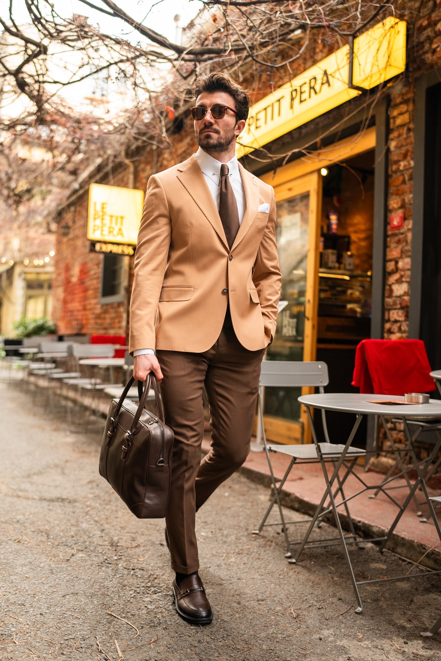 Camel Single Breasted Blazer - BRABION